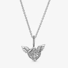 

S925 Sterling Silver Inlaid Angel Wing Love Necklace Is Suitable For Fashionable Women's Jewelry And Original Pandora Pendant