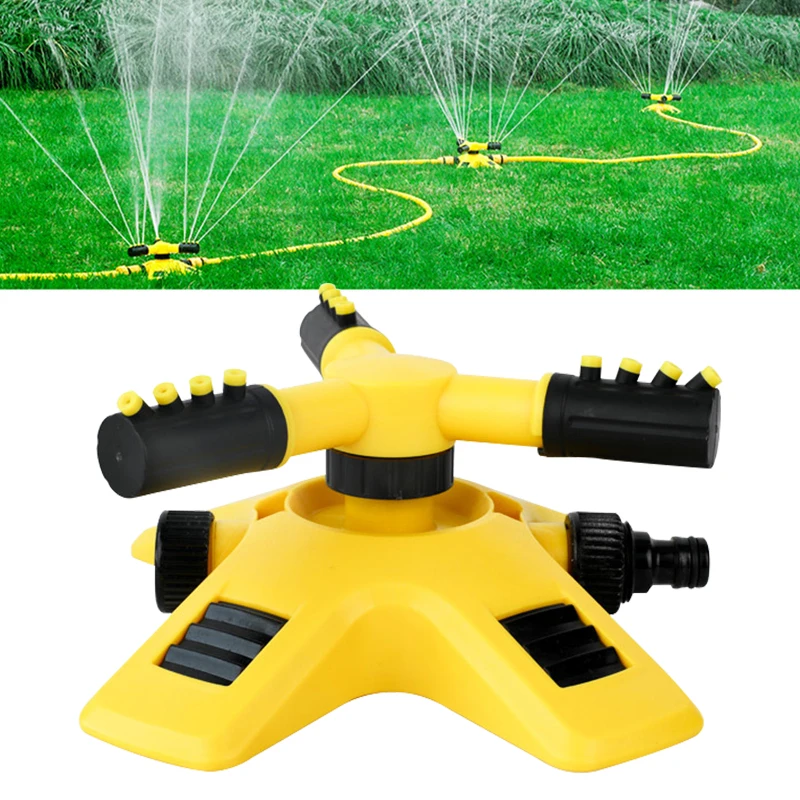 

Garden Lawn Sprinkler 360 Degree Automatic Rotating Sprinkler Nozzle Nursery Irrigation Rotating Trigeminal Sprinkler Tandem