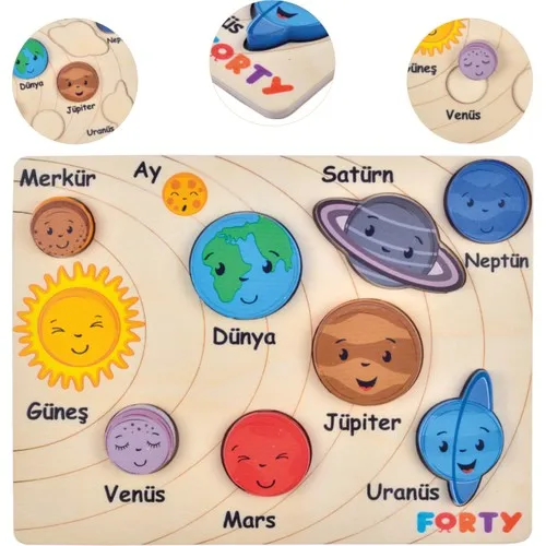 Natural Wooden Educational Planets Puzzle (Bultak) Montessori Sky Discovery | Игрушки и хобби