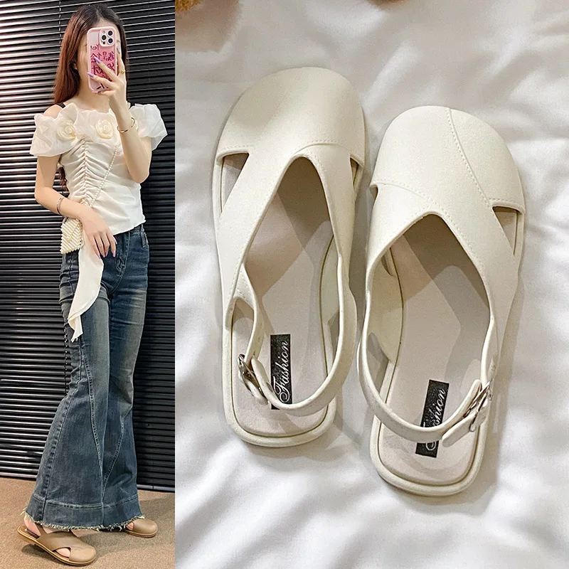 2026 Neue Damen Römersandalen mit geschlossener Zehenpartie im französischen Feen-Stil für den Sommer – Outdoor Damen Römerslides