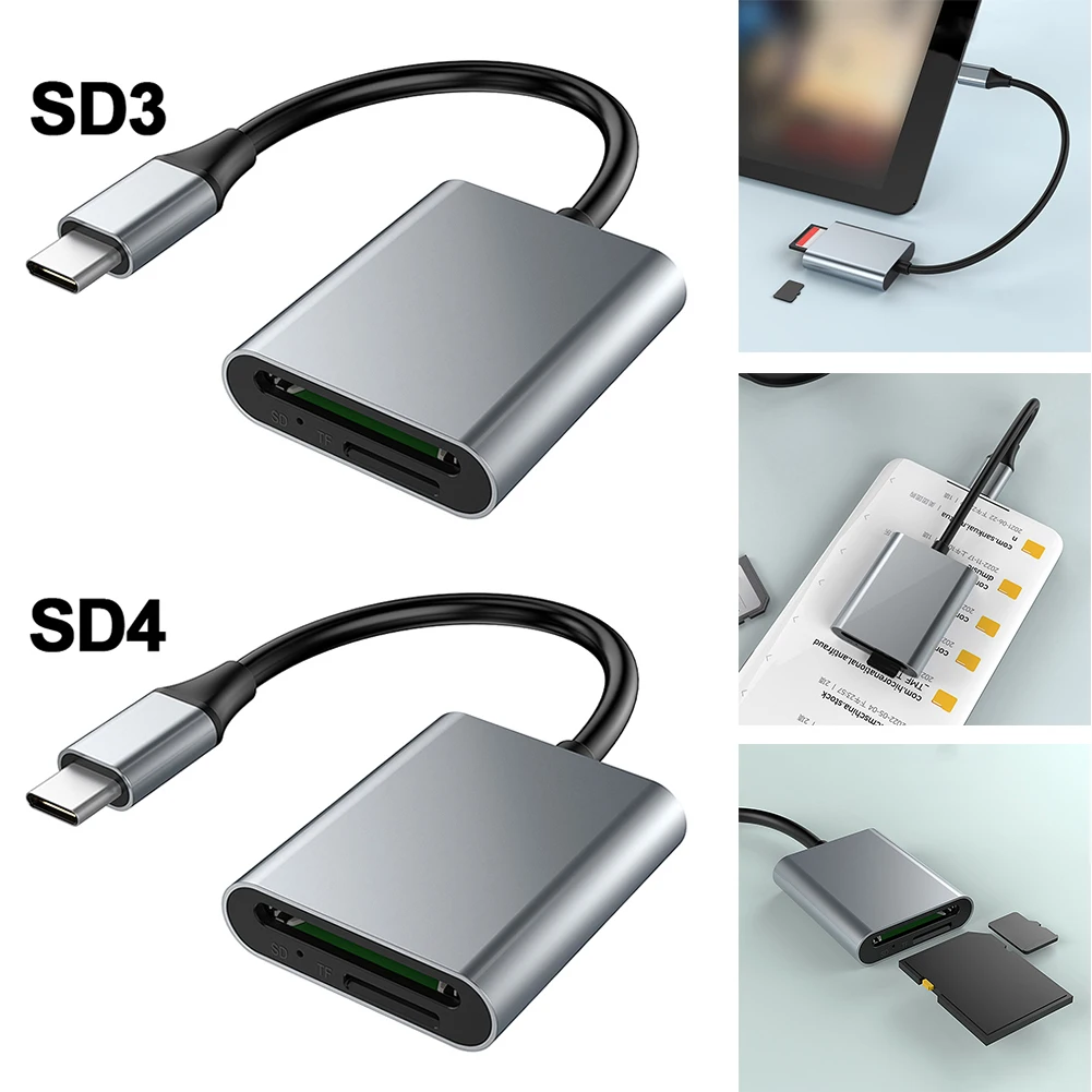스마트폰용 TF SD 카드 어댑터, 2-in-1 SD3.0 SD4.0 + TF 카드 리더, 5Gbps USB C 카드 리더 어댑터, 2 개 카드 동시 읽기