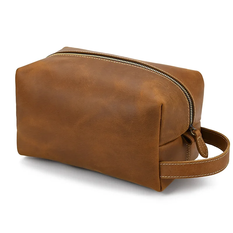 

Travel Makeup Bag For Men Genuine Leather Toiletry Bag Cowhide Women Cosmetic Bag 2022 New Multifunction Male Hand Storage Bag