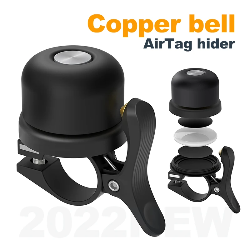Bicycle Bell Classic Brass Bike Bell Apple AirTag Case Waterproof Bike Mount Bicycle Bell Air Tag GPS Tracker Under Holder