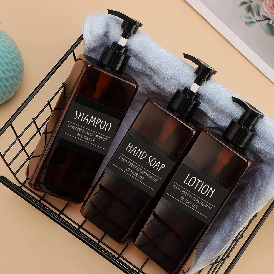 500ml Bathroom Soap Dispenser Refillable Square Shampoo Shower Gel Body Wash Bottle Lotion Dispenser Waterproof Label soap dispenser shampoo dispenser refillable bottle soap dispenser bottle