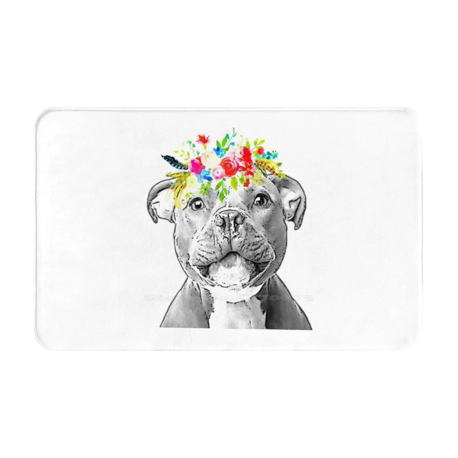Bull Terrier Floral Crown Soft Foot Pad Room Goods Tappeto Stafter Bull Terrier The Sassy Staffie Muslimah Dog