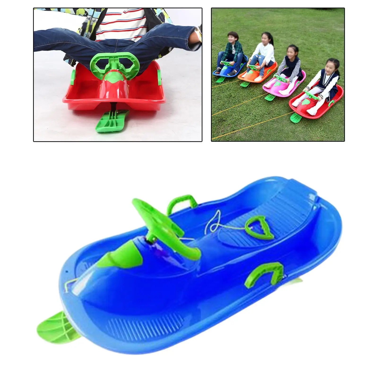 Snow Sled with Steering Wheel Brake Unique Steerable Snow Sled for Boys Kids
