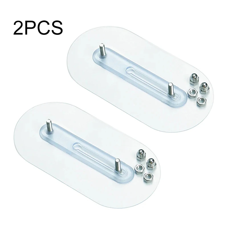 2Pcs Strong Adhesive Seamless Sticky Wall Hook Nail Mounting Rack Double Pegs Adjustable Screw Stickers Wall Picture Hook Kits