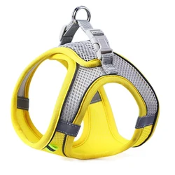 Reflective Breathable Adjustable Pet Harness - M (Yellow)