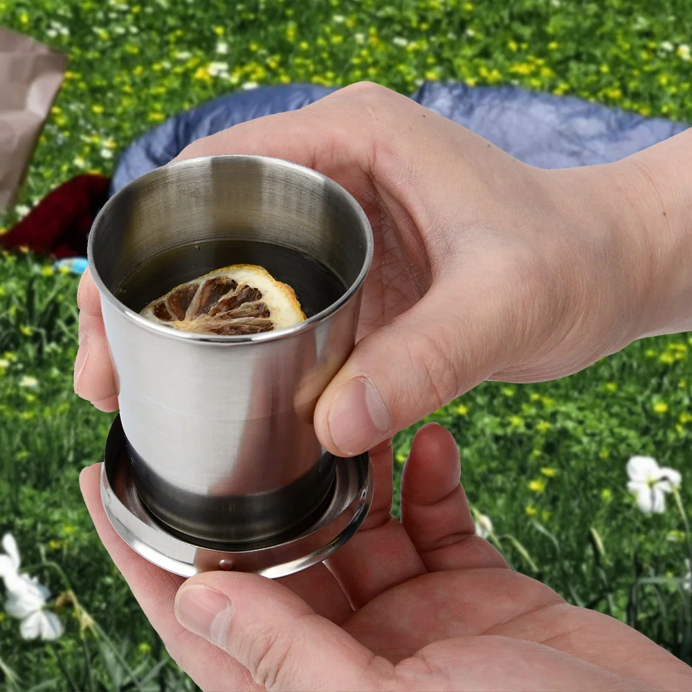 75ml/150ml/250ml Stainless Steel Folding Cup Portable Outdoor Travel Camping Telescopic Cup Ourdoor Foldable Drinkware