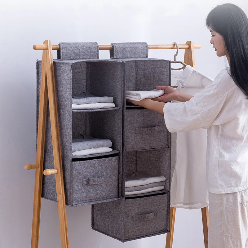 New Cotton Linen Hanging Storage Bag multifunctional clothing organizing bag washable fabric cotton and linen drawer