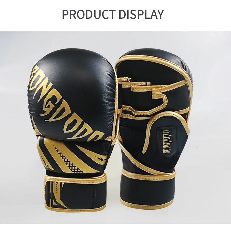 Black and gold muay thai gloves sold by 100 Spartans
