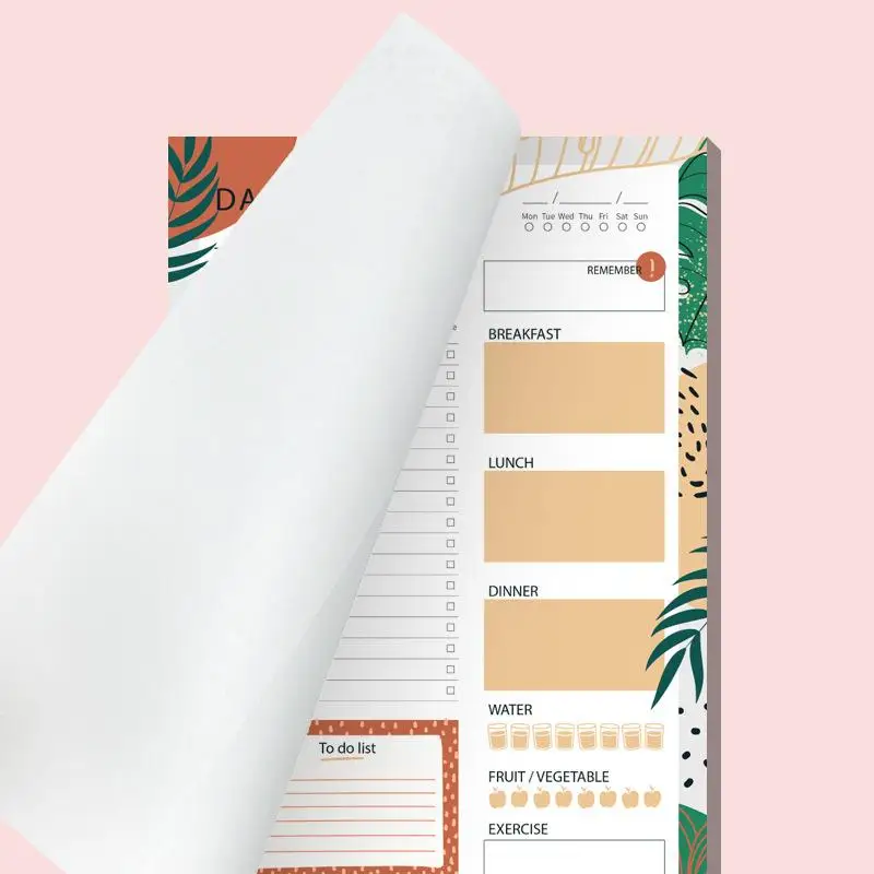 Magnetic Daily Planner Notepad 52 Sheets Tear-Off To-Do List Fridge Message Board Meal Planner Schedule Notebook for Home School