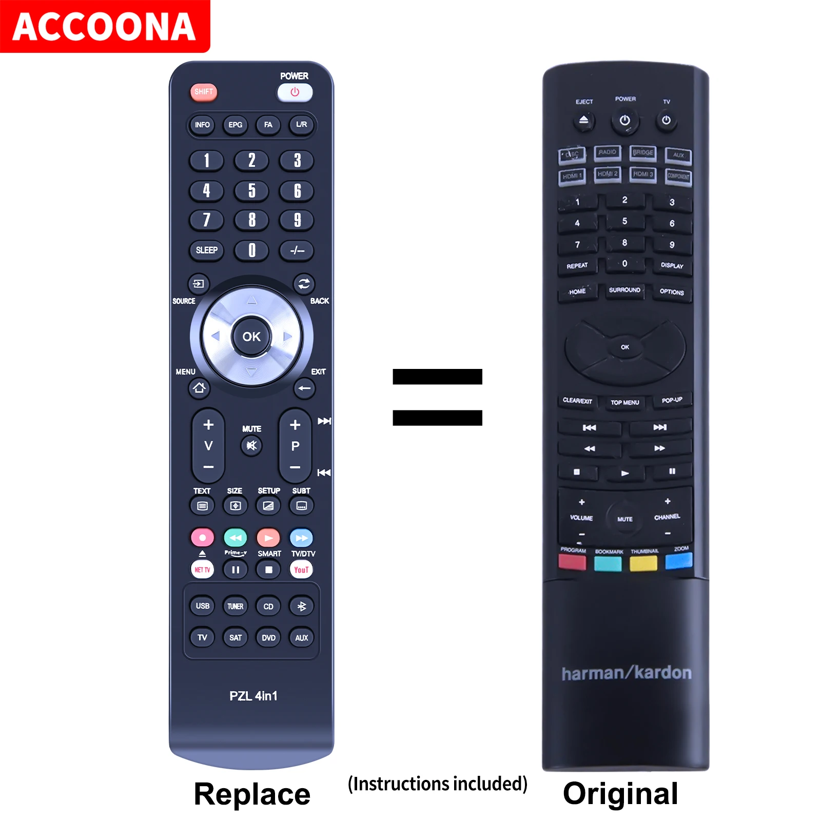 Re-Flix Superior Light Télécommande 4 En 1 Pour HI-FI Kenwood