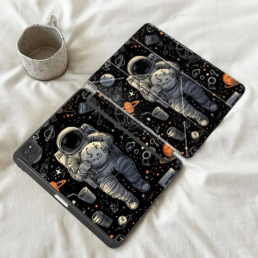 Sleek Universal Tablet Case with Adjustable Holder and Space-themed Design