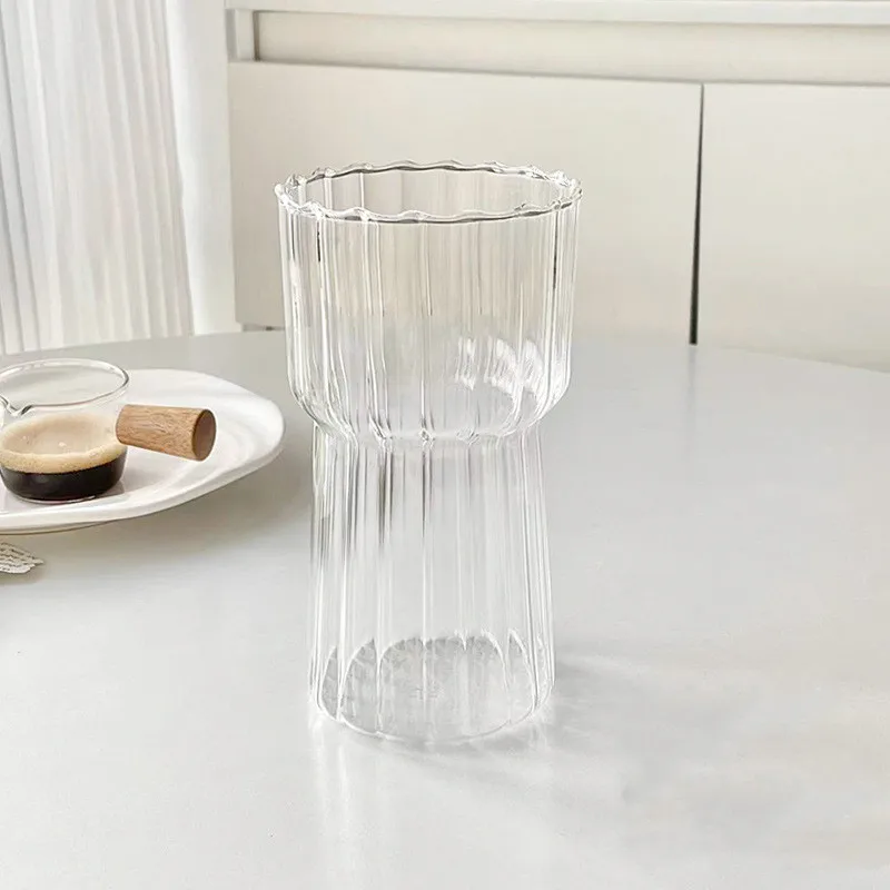 Striped Glass Cup Ripple Drinking Glassestea Juice Cup Quality Water Milk Home Drinkware Glass Office Coffee Cup