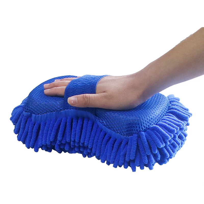 1PC Microfiber Sponge For Car Wash Car Care Brush Wash Towel Auto Parts Gloves Styling Accessories Color random