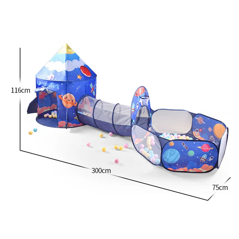 3 in 1 Portable Kids Tent Children's Camping Tent Ocean Ball Pool Pop-up Tent Kids Beach Tent Baby Crawling Tunnel Play House 6