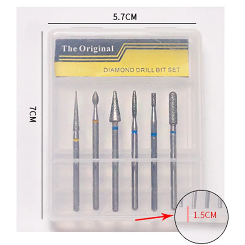 

Сверло для ногтей с алмазным корундом, 6 шт.