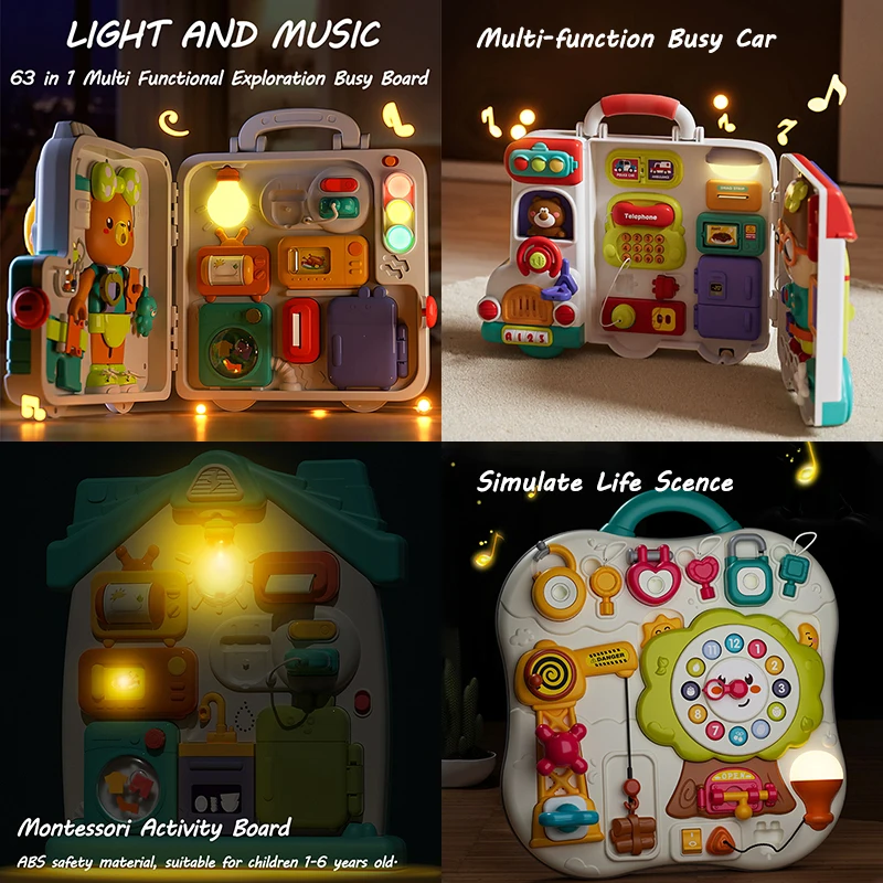 ABS Plastic Sensory Busy Board for Kids Fine Motor Skills