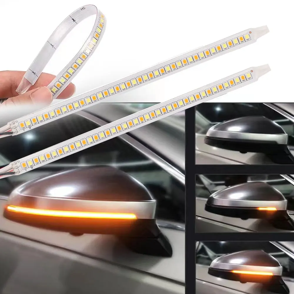 

2PCS Car Rearview Mirror Indicator Lamp DRL Streamer Strip Flowing Turn Signal Lamp LED Car Lights Source Turn Signals For Cars