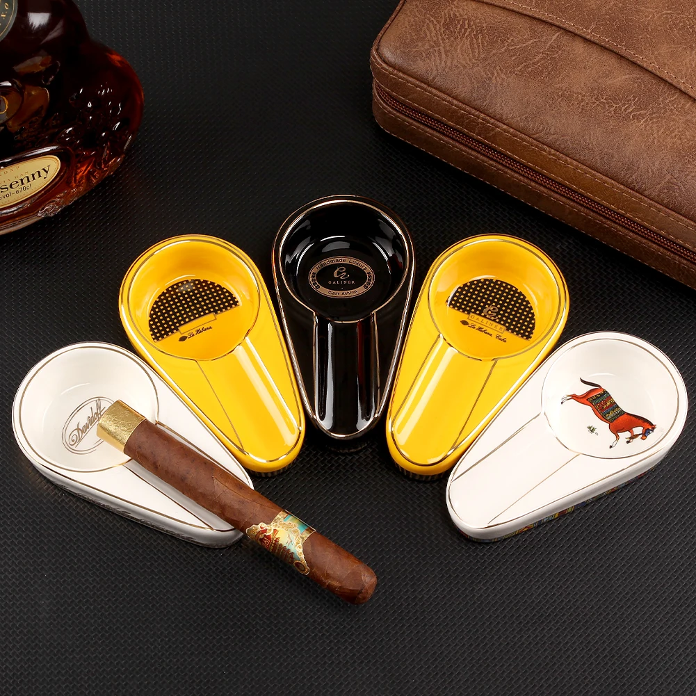 

Ceramic Cigar Ashtray Charuto 1 Holder Smoking Ash Tray Portable Tobacco Ashtrays Outdoor Cigar Accessories For Cigars Galiner