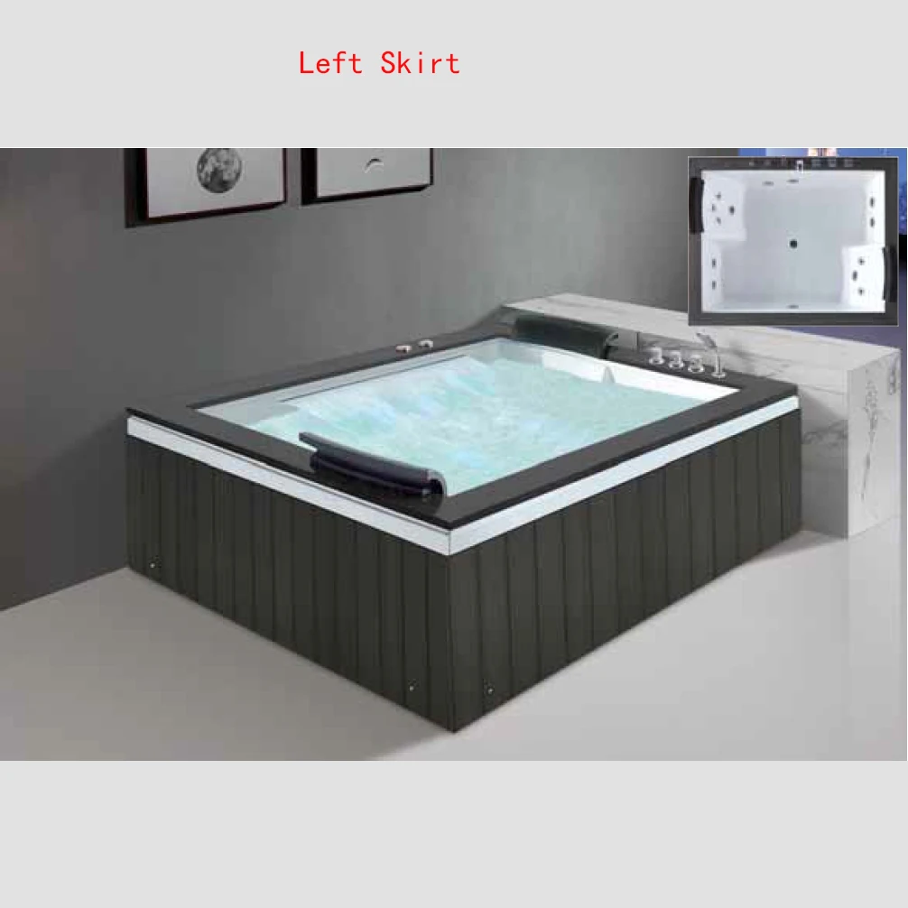 1800mm Bathroom Whirlpool Bathtub LED Colored Lights Indoor Spa Double People Surf Massage Tub K1136