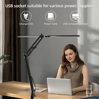 Dimmable Double Head LED Desk Lamp With USB Charge Office Reading Lights High Bright Folding Table Lamp Working Lighting Lights 1
