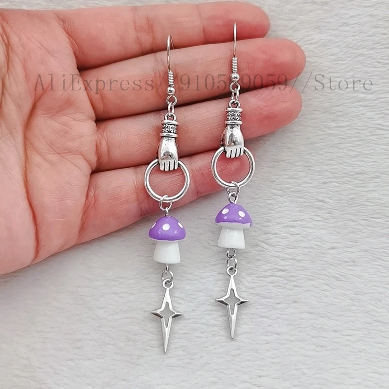 Pendientes de seta de Color, pendientes de seta mágica, pendientes de gesto, colgante de estrellas brillantes, pendientes largos flecos| | - AliExpress