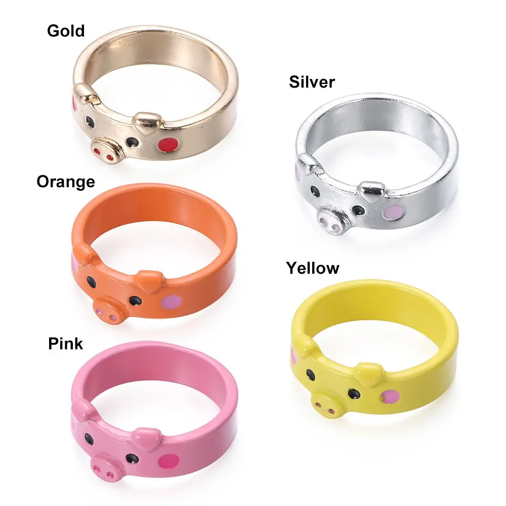 Creative Cute Pig Rings Popular Lucky Piggy Animal Couple Rings Women Man Jewelry Lover's Gifts images - 6