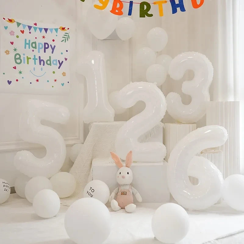 Description Picture 6 of itemWhite Digital Balloon Simple Latex Balloon Number 0-9 Wedding Anniversary Decoration DIY Birthday Party Decor Ins Photo Props