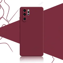 Premium Silicone Waterproof Phone Case - Soft, Square Design - Huawei P30 (Wine Red)