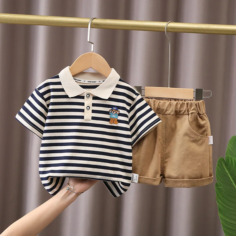 

Toddler Suit 2024 Summer Korean Baby Boy 12 to 18 Months Clothes Casual Short Sleeve T-shirts and Shorts Boys Boutique Clothing