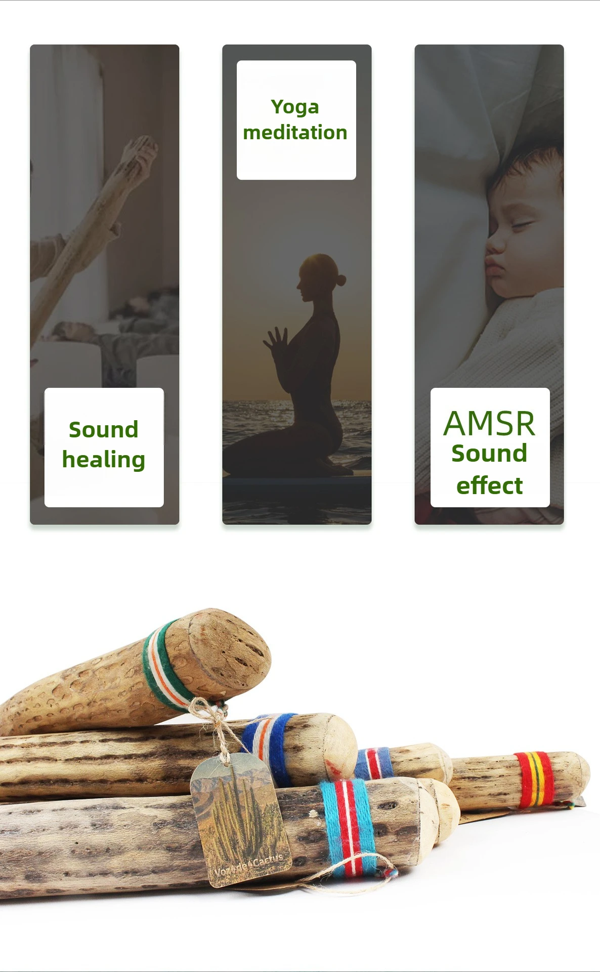 Description Picture 4 of itemRain Stick Sound Therapy Cactus Rain Sticks Healing Rainmaker Shaker Yoga Meditation Nature Sounds Musical Orff Instruments