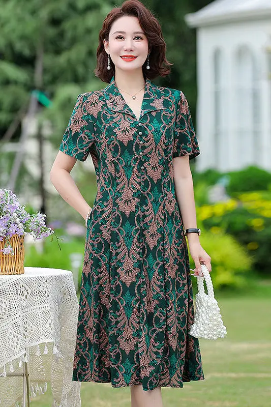 Novia Vestidos Black Friday 2021 2024 Green Cotton And Linen Short Sleeve Dress  Summer Chic Ruffed