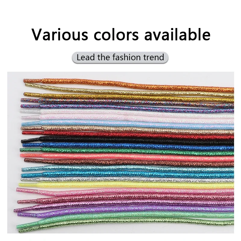 Vibrant Glitter Round Shoelaces for Trendy Sneakers and Leather Shoes