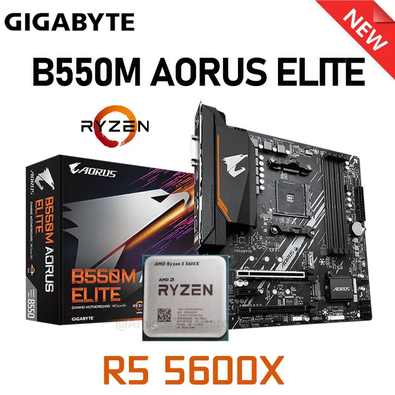 AMD Ryzen 5 5600X R5 5600X CPU With GIGABYTE GA B550M AORUS ELITE 