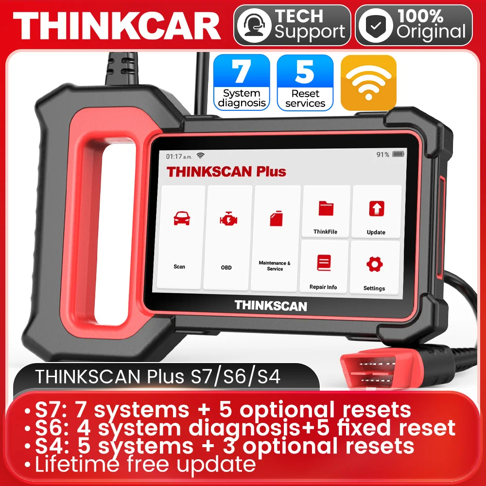 THINKCAR THINKSCAN Plus S7/S4/S6 OBD2 Diagnostic Tool Auto Code Reader ABS SRS EPB SAS Oil Reset OBD Automotive Scanner Free