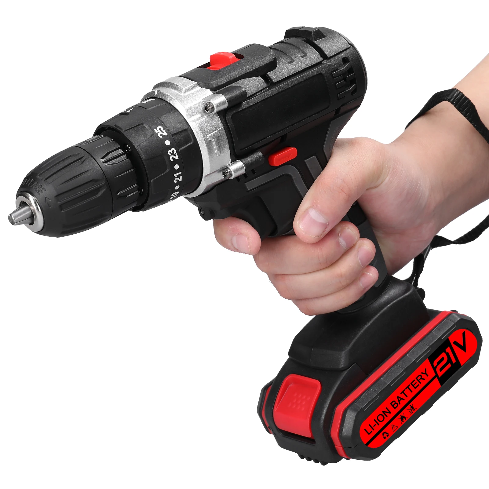 3in1 Multifuctional Electric Drill Handheld Lithium Screwdriver 21V Impact Drill Brushed Motor 2 Speeds Control Stepless Speed