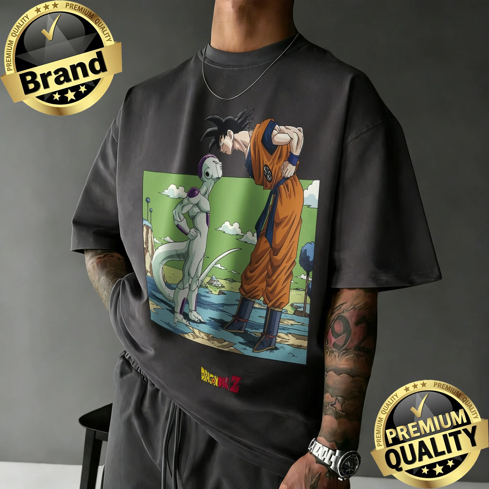 2026 Sommer Dragon Ball Z Lizenziertes 100% Baumwoll-Oversize-T-Shirt für Herren, Damen und Kinder – Goku vs. Frieza Retro Anime Qualitätsdruck-T-Shirt – Detail 10