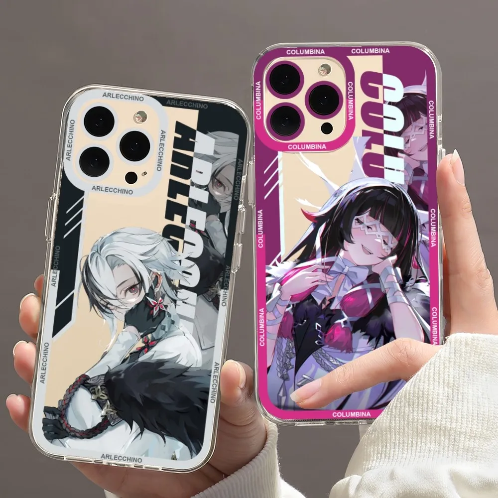 Genshin Impact Arlecchino Custodia Per Telefono Per Iphone 11 12 Mini 13 14 15 Pro Max Guscio Trasparente