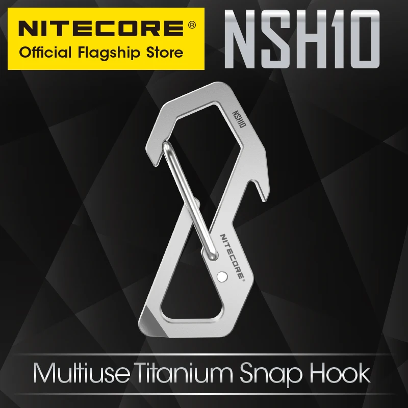 NITECORE NSH10 Multiuse Titanium Snap Hook 3-in-1 TC4 Bottle Opener Flat-head Screwdriver Keychain Backpack EDC Hanging Tool