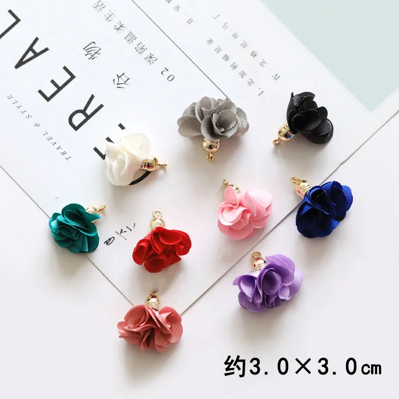 10pcs/lot 3x2.5cm Chiffon Fabric Flower Tassel Pendants tassel fringe tassel decoration tassel accessories tassel trim mini tassels for Keychain Cellphone Straps Earring Making Accessories / Jewelry