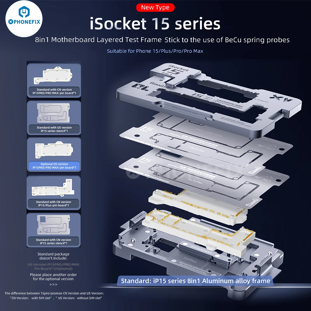 Qianli iSocket Motherboard Test Fixture PCB Separation Jig for iphone 15 14 13 12 11 X Serise Main Board Function Testing Holder