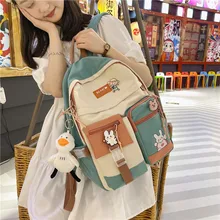 

2022 New Gilrs Canvas School Bags Teen School Bags for Girls Backpack Women Korean Student Schoolbag Casual College Style