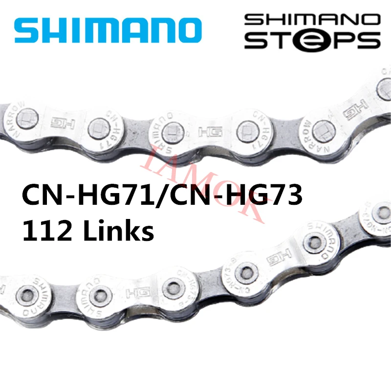 SHIMANO-Cadena de pasos E6100, CN-HG71, hg73, hg54, 8 velocidades, HYPERGLIDE, 112L, Iamok CN-HG73, 9 velocidades, piezas de bicicleta -
