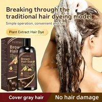 YUITIKUE Shampooing colorant pour cheveux bruns 100 ml - Formule d'extrait de plante, couvre les cheveux gris, couleur naturelle, sans dommage, soin 4 en 1 6