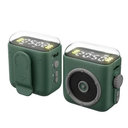 Bluetooth Retro LED Mini Speaker with Magnetic Back Clip - Portable Outdoor & Desktop Cartoon Music Gift (Green)