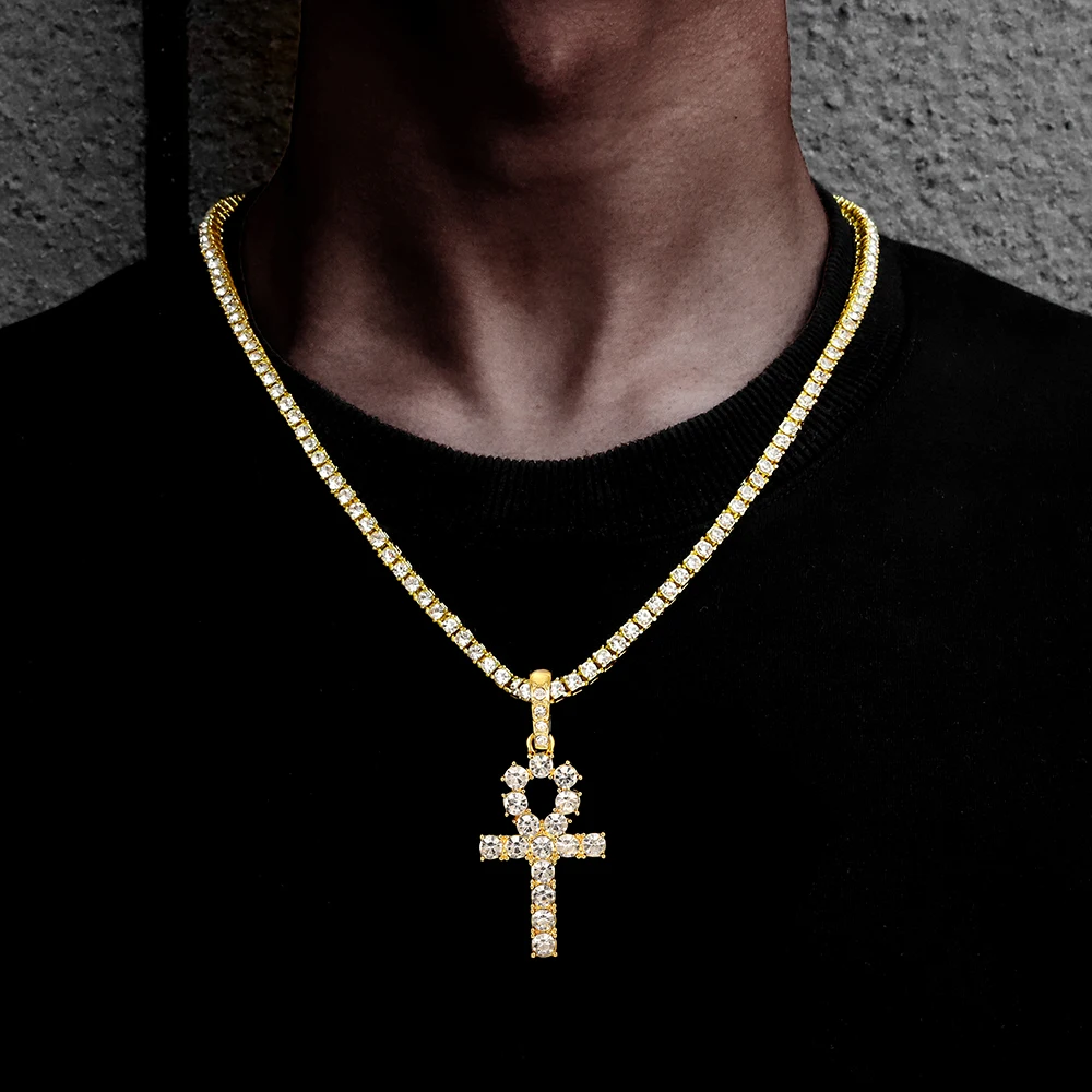 Collana Stile Urbano Collana Hip Hop Con Ciondolo ANKH Placcato - Foto 9