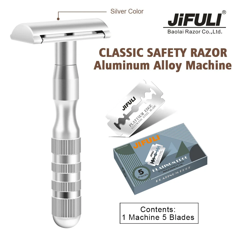 JiFULI ( 1 Machine 5 Blades ) High Quality Men Classic Double Edge ...