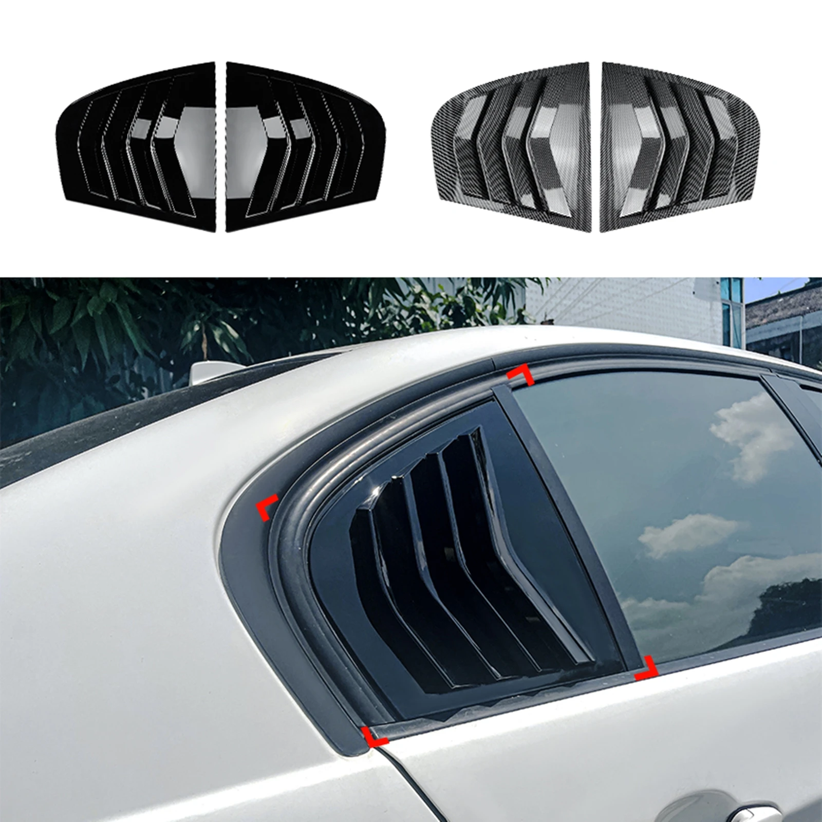 

Для BMW 3-Series E90 320i 330i M3 2005-2011 углеродное волокно внешний вид/глянцевый черный Задний боковой оконный жалюзи отделка затвора крышка лобового стекла